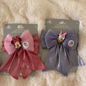 Disney Sparkling Minnie and Daisy Hair Bow Set - Pink and Purple